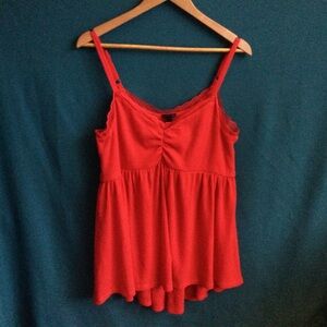 Torrid Red Waffle Knit Babydoll Cami Size OO or M/L Red Ruby Tuesday